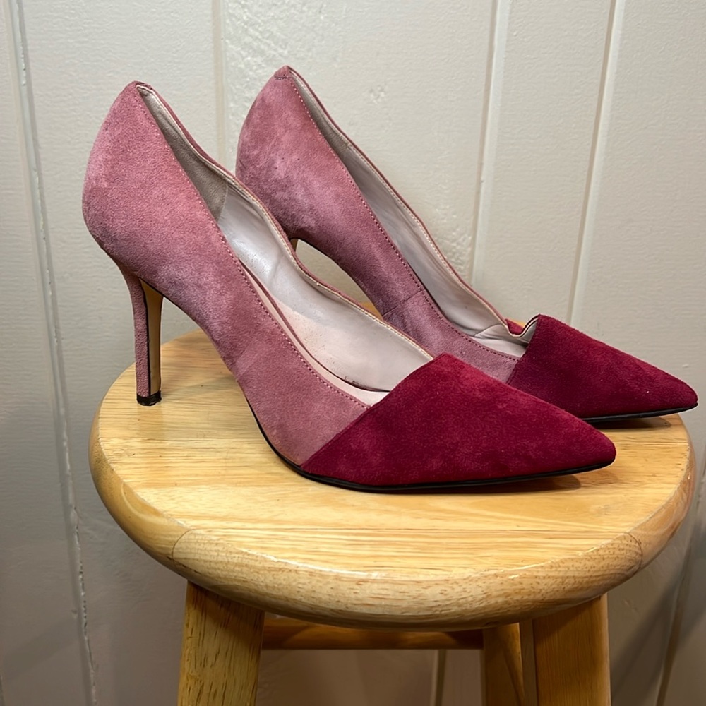 Pink and Red Suede Heel Pumps Nine West